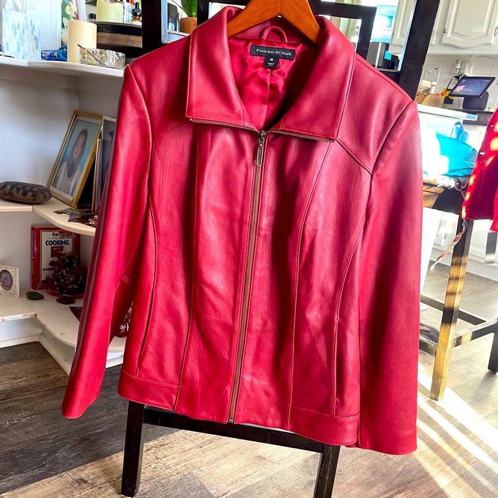 Preston & York Red Lambskin jacket Medium